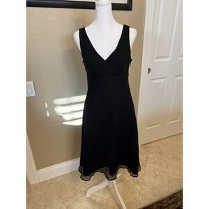 J Crew black silk fit flare sleeveless dress size 4